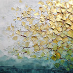 GOLDEN CANOPY: Heavily Textured Gold & Green Abstract Impasto Painting
