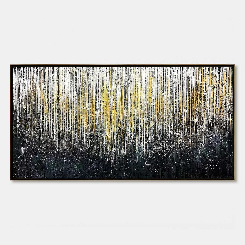GOLDEN CASCADE: Large Textured Abstract Gold and Black Painting