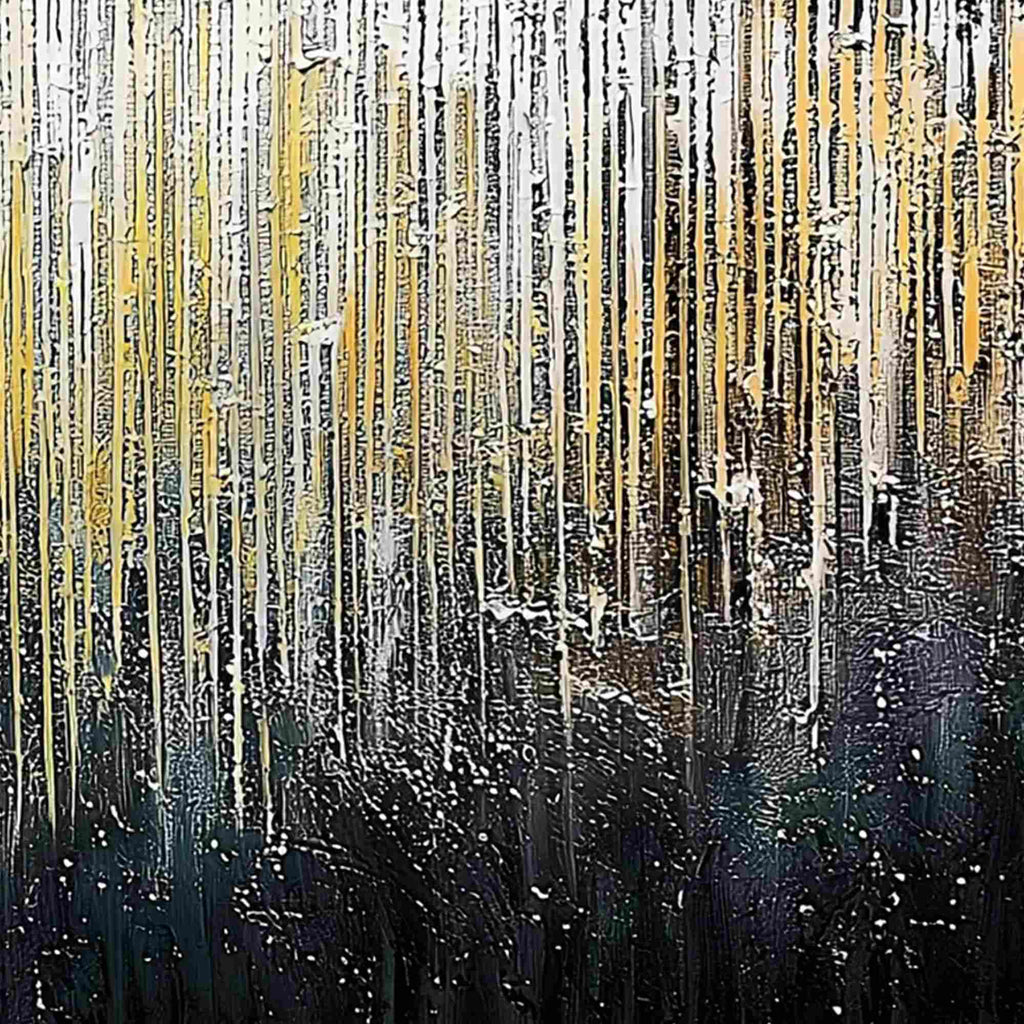 GOLDEN CASCADE: Large Textured Abstract Gold and Black Painting