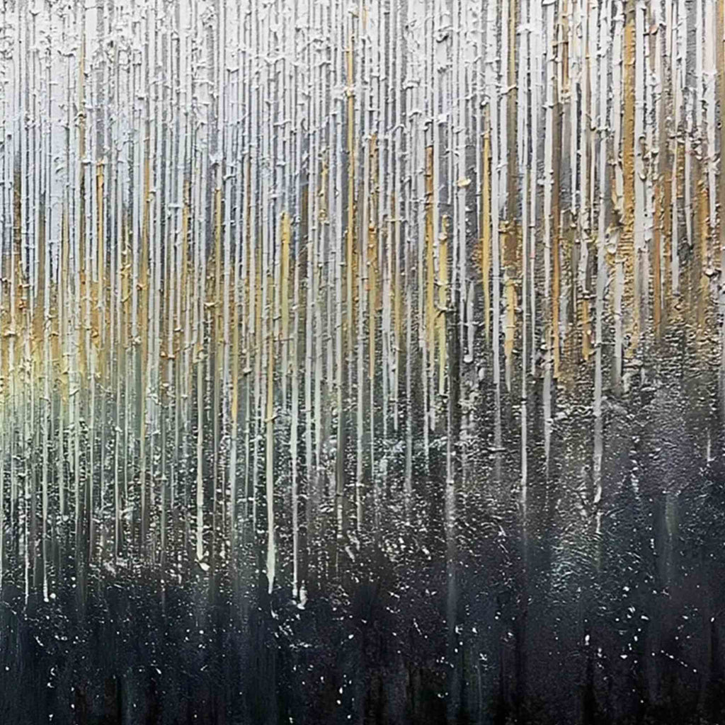 GOLDEN CASCADE: Large Textured Abstract Impasto Painting with Gold and Silver