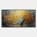 GOLDEN CASCADE: Textured Palette Knife Impasto Tree Painting
