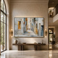 GOLDEN PASSAGE: Textured Impasto Sunlit European Alleyway Canvas