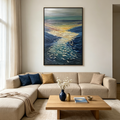 GOLDEN REFLECTION: Textured Impasto Light Dancing On Ocean Waves Canvas