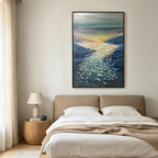 GOLDEN REFLECTION: Textured Impasto Light Dancing On Ocean Waves Canvas