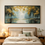 GOLDEN WHISPERS: Misty Forest Gold Texture Wall Art