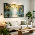 GOLDEN WHISPERS: Misty Forest Gold Texture Wall Art