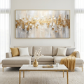 GOLDEN ABSTRACT: Textured Gold And White With Brushstrokes Canvas