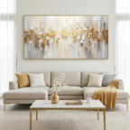 GOLDEN ABSTRACT: Textured Gold And White With Brushstrokes Canvas