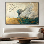 Golden Ascension: Original Ethereal Angel Oil Painting - Spiritual Wall Art Decor