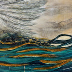 GOLDEN ASCENSION: Ethereal Winged Figure Ascending Birds Canvas