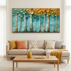 GOLDEN ASPEN GROVE: Impasto Aspen Trees Golden Light Textured Forest Canvas