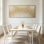 GOLDEN AURORA: Gold Beige Radiating Lines Abstract Canvas
