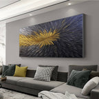 GOLDEN BLOOM: Textured Gold Black Abstract Floral Oil Painting