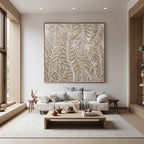 GOLDEN BOTANICALS: Textured Impasto Gold Leaf White Botanicals Canvas