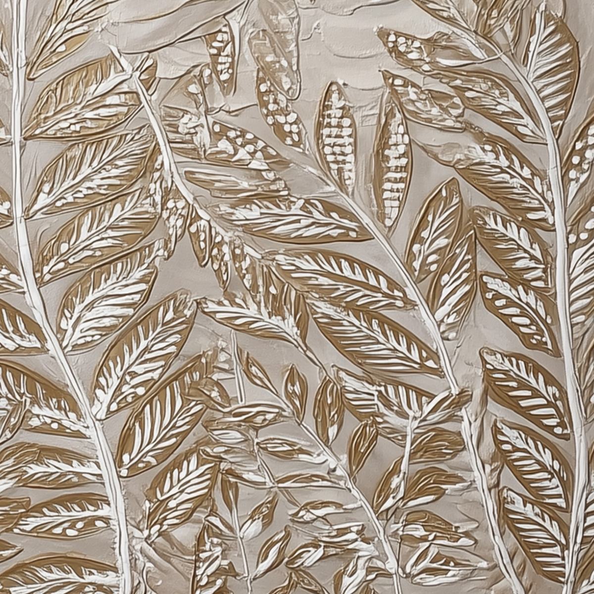 GOLDEN BOTANICALS: Textured Impasto Gold Leaf White Botanicals Canvas