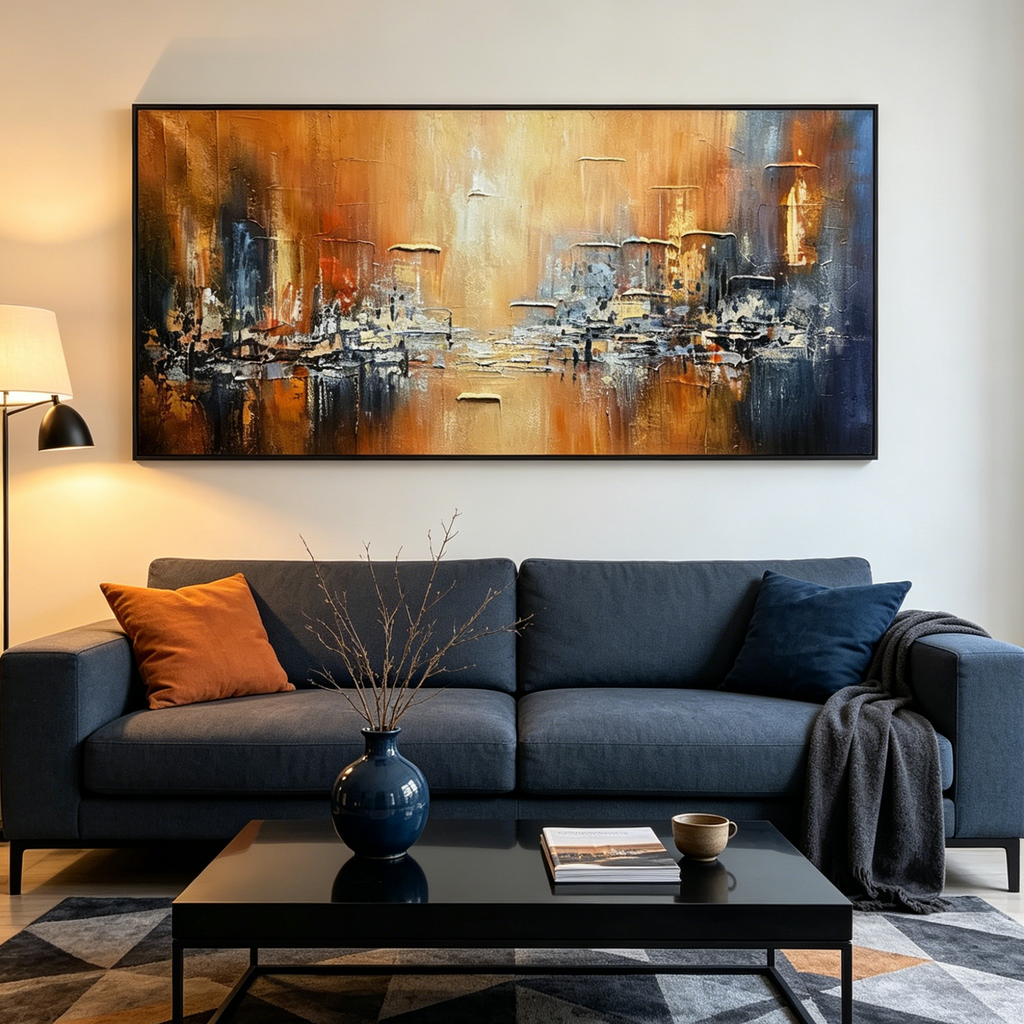 GOLDEN CITY: Textured Impasto Sunset Cityscape Canvas