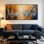 GOLDEN CITY: Textured Impasto Sunset Cityscape Canvas