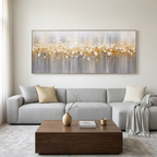 GOLDEN DRIZZLE: Textured Delicate Gold Drizzle Panoramic Canvas