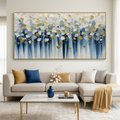 GOLDEN FALLS: Blue And Gold Textured Cascade Abstract Canvas