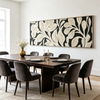 GOLDEN FLORAL: Stylized Black And Gold Floral Design Panoramic Canvas