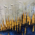 GOLDEN FOREST REFLECTION: Textured Gold Reflection Canvas