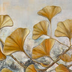 GOLDEN GINKGO: Textured Botanical Leaf Canvas