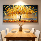 GOLDEN MAJESTY: Textured Impasto Serene Radiant Golden Tree Canvas
