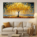 GOLDEN MAJESTY: Textured Impasto Serene Radiant Golden Tree Canvas