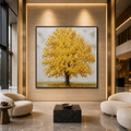 GOLDEN MAJESTY: Golden Tree Abstract  Textured Canvas