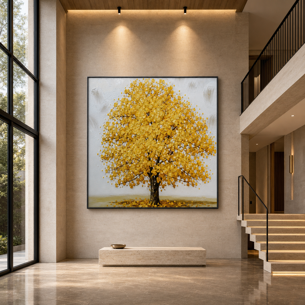 GOLDEN MAJESTY: Golden Tree Abstract  Textured Canvas