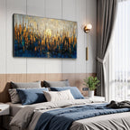 GOLDEN METROPOLIS: Gold Skyline Oil Painting