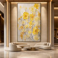 GOLDEN SUNFLOWERS: Golden Yellow Impasto Textured Parisian Canvas