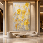 GOLDEN SUNFLOWERS: Golden Yellow Impasto Textured Parisian Canvas