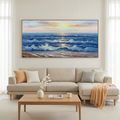GOLDEN SUNSET SERENADE: Warm Golden Ocean Sunset Panoramic Canvas
