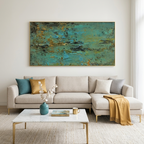 GOLDEN TIDE: Textured Abstract Lagoon Inspired Horizontal Canvas