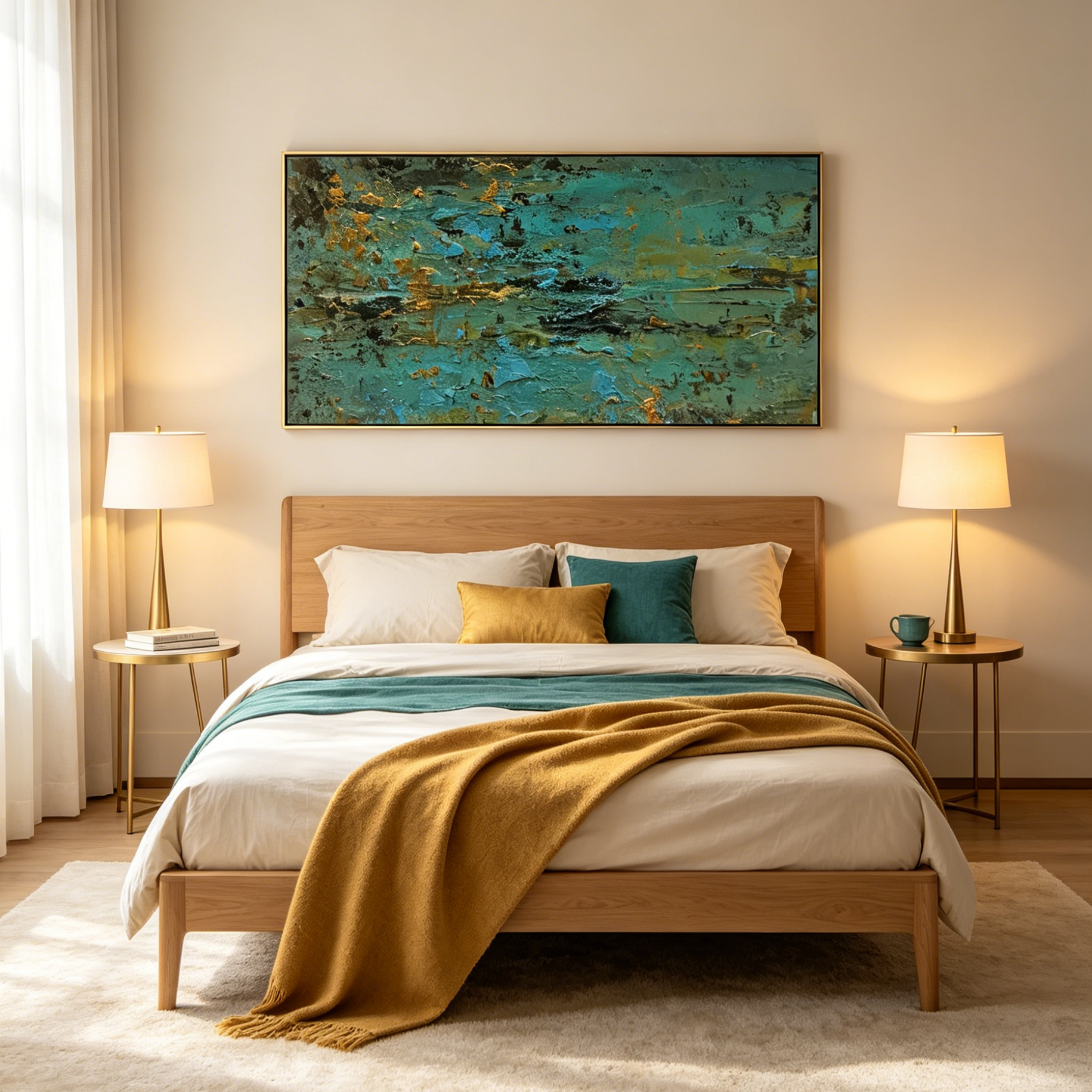 GOLDEN TIDE: Textured Abstract Lagoon Inspired Horizontal Canvas