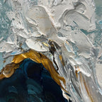 GOLDEN TIDE: Textured Impasto Gold Accents Dynamic Seascape Canvas
