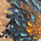 GOLDEN WHISPERS: Golden Blue Textured Tree Impasto Canvas