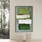 GREENFIELD DASH: Textured Abstract Sports Painting in Green and White