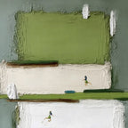 GREENFIELD DASH: Textured Abstract Sports Painting in Green and White