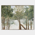 GREEN TREEN: Palette Knife Green Tree Impasto Textured Canvas
