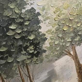 GREEN TREEN: Palette Knife Green Tree Impasto Textured Canvas