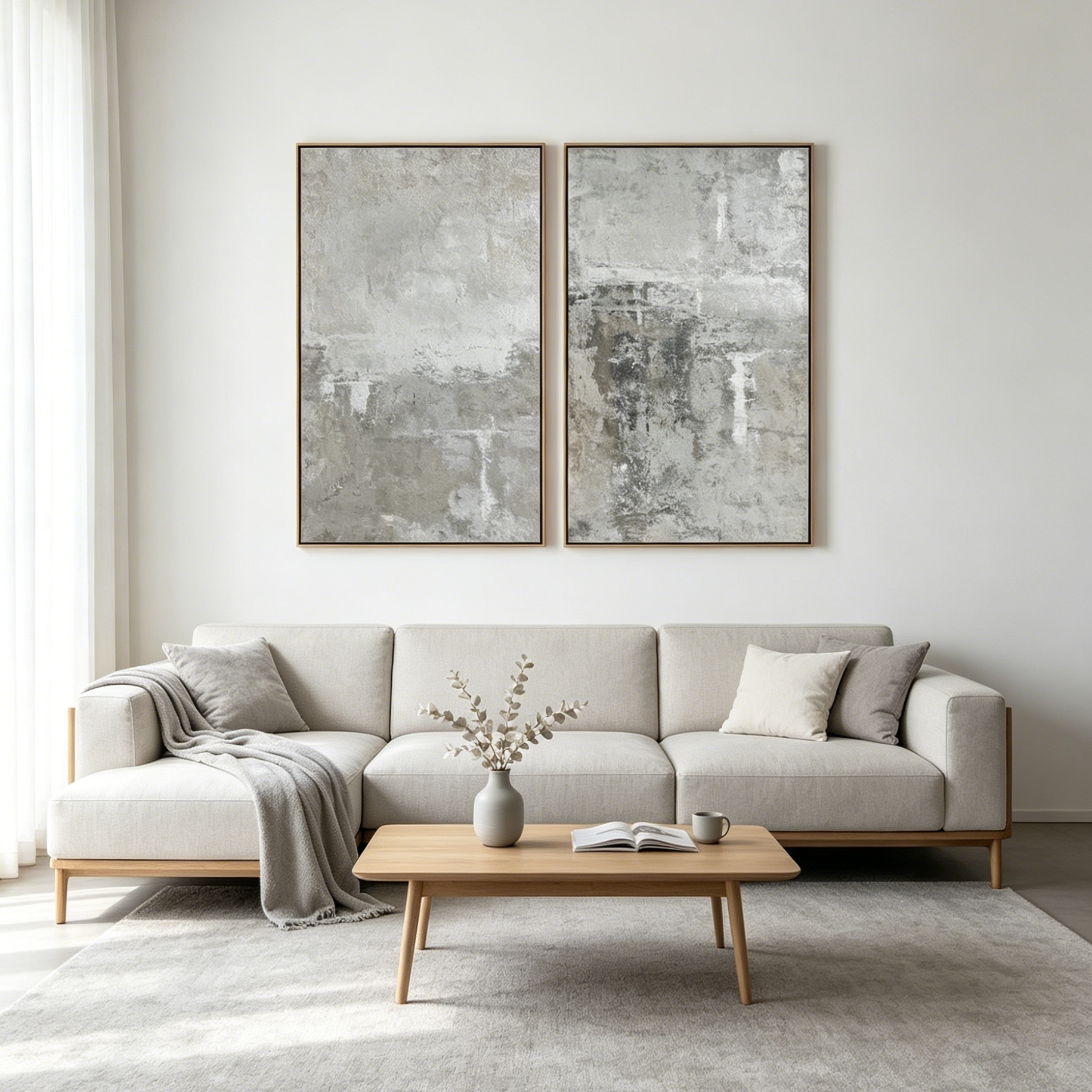 GREY ABSTRACT: Layered Greys Textured Surface Canvas Set Of 2