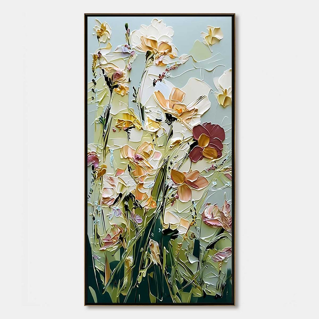 Garden Serenade Impasto Floral Painting | Textured Oil Wall Art