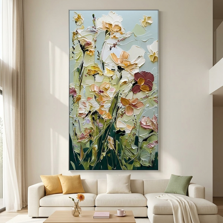 GARDEN SERENADE: 3D Impasto Sun Kissed Meadow Canvas