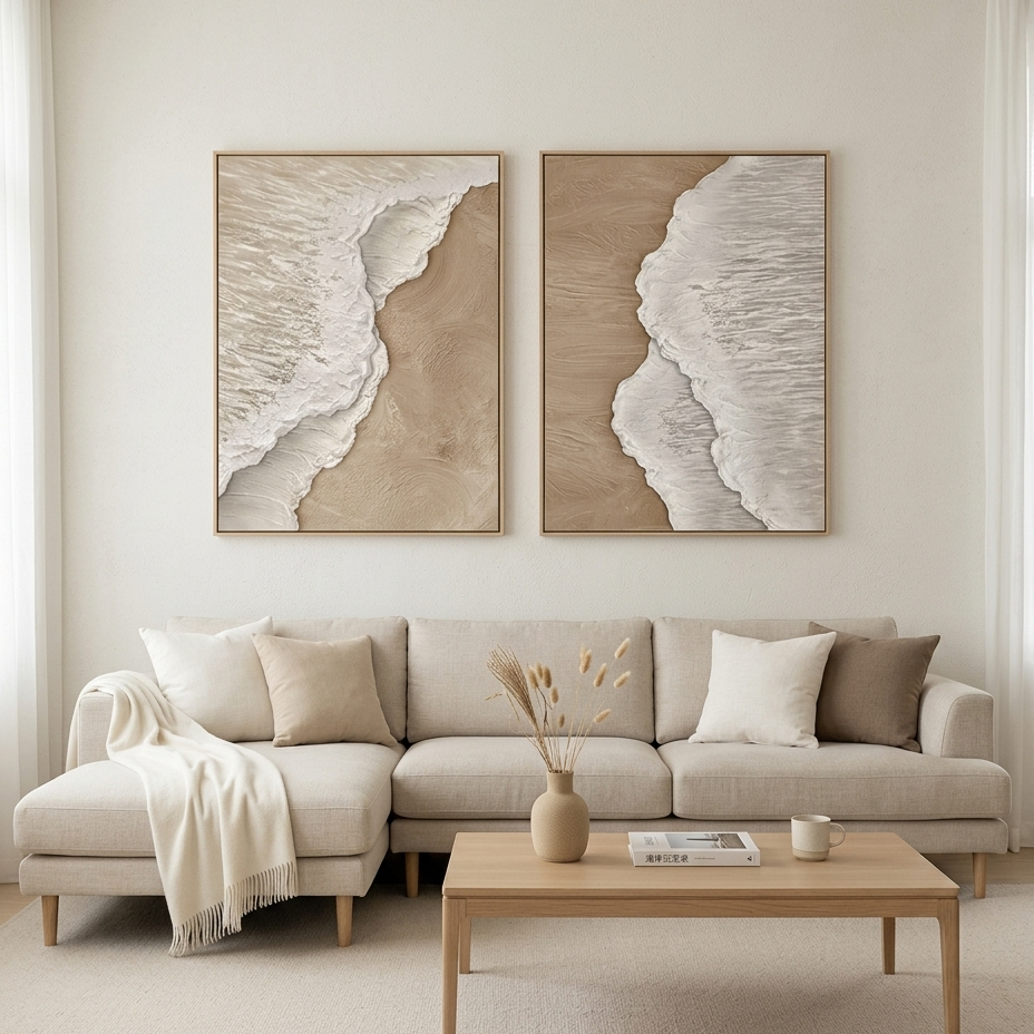COASTAL RHYTHM: Wabi Sabi Beach Wall Art Set of 2