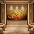 GOLDEN LEAF TREE OF LIFE: 3D Gold Leaf Tree Relief Impasto Canvas