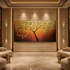 GOLDEN LEAF TREE OF LIFE: 3D Gold Leaf Tree Relief Impasto Canvas