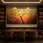 GOLDEN LEAF TREE OF LIFE: 3D Gold Leaf Tree Relief Impasto Canvas