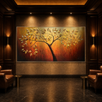 GOLDEN LEAF TREE OF LIFE: 3D Gold Leaf Tree Relief Impasto Canvas